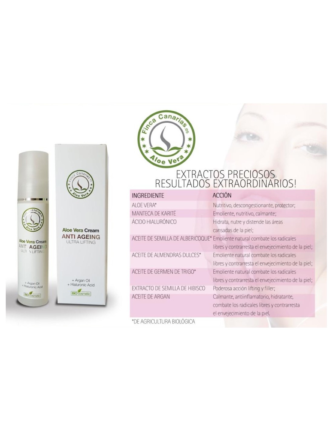 Crema facial Anti Edad Con Aloe Vera Y Efecto Ultra Lifting